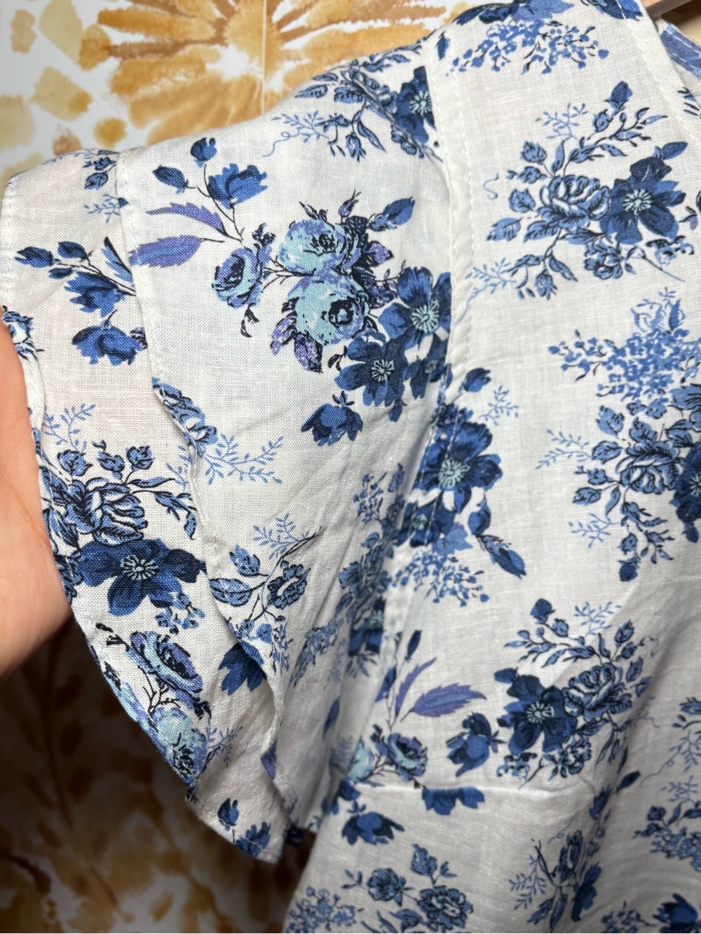 Cupcake & Cashmere Blue Floral Blouse | Coastal Chic Feminine Top | Cottagecore - Picture 8 of 10